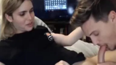 blonde lady-man oral stimulation From Hubby web camera