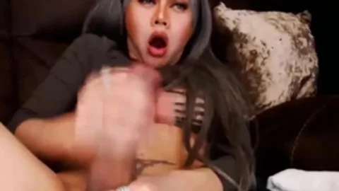 Trans cutie With big dicks Enjoys Her Masturbation