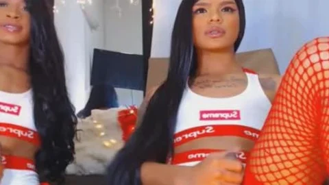 Twin tranny Giving Each Other A lusty cook jerking