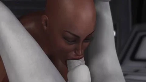 3d Alien Dickgirl bonks A kinky ebony bondman In Space Station