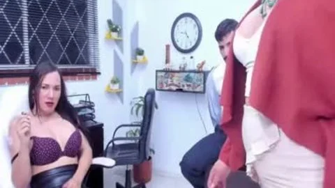 concupiscent Trans Secretaries gang Up On Their penis Boss