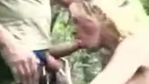 Soldiers poke A ladyman Outdoor