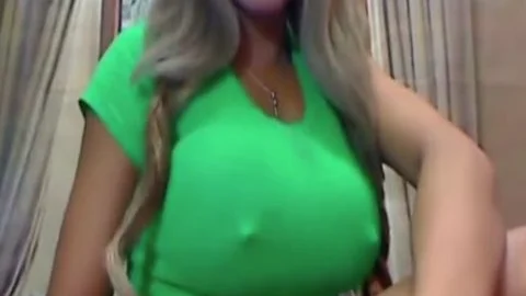 monstrous Titted blonde Selfsucking