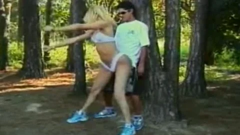 Buff stud Sucks shelady Claudia Hunter's  Hard Pole before banging Her Chocolate Eye In The Shade Of Trees